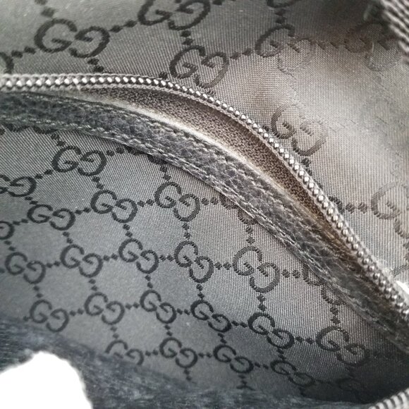 Gucci Shoulder Monogram Tote Bag, Black and Gray, GG Canvas and Leather Shoulder - Picture 11 of 13